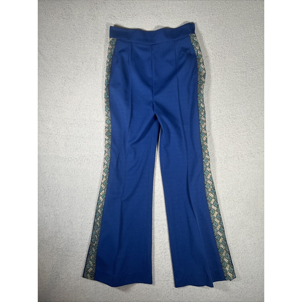 Vintage Bell Bottom Flare Pants Women's‎ Blue Embroidered Fits 30x32